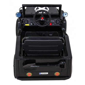 Autko Wojskowe Retro dla dzieci Czarny + Napęd 4x4 + Pilot + 2 Bagażniki + Wolny Start + MP3 LED